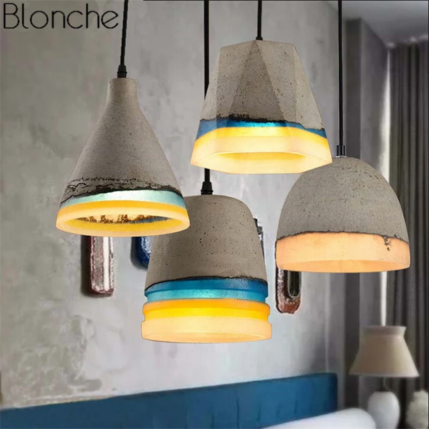 Винтажный цементный подвесной светильник s Лофт промышленный декор светодиодная