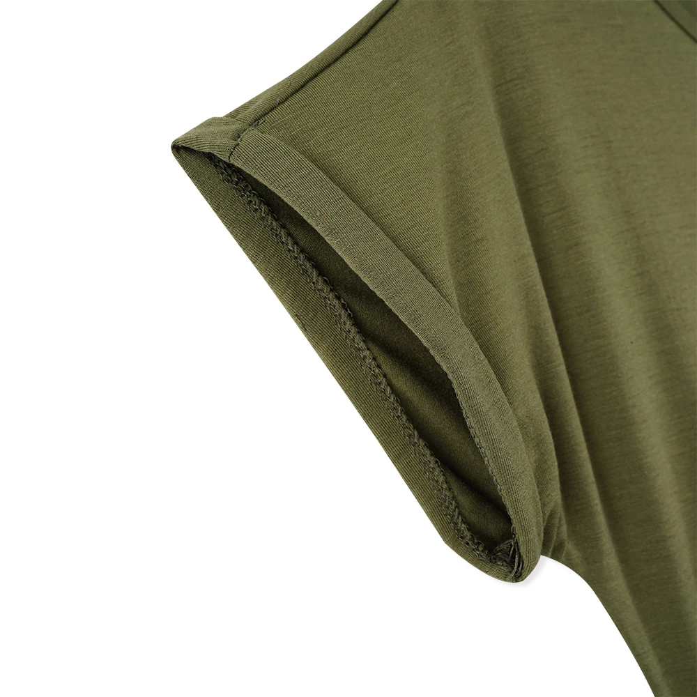 Женское сексуальное платье с разрезом в армейском стиле однотонное летнее