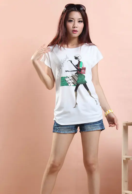 E2 cotton loose casual short paragraph women's Bags T-shirts | Женская одежда