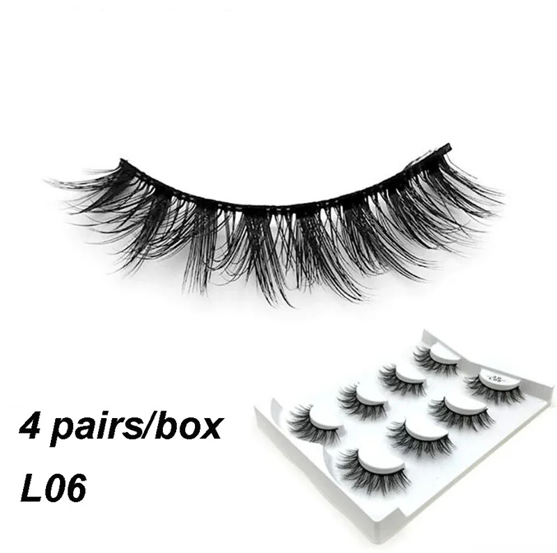 50pcs/box Wholesales 4 Pairs False Eyelashes 3D Mink Lashes natural handmade volume soft lashes long eyelash extension makeup | Красота и