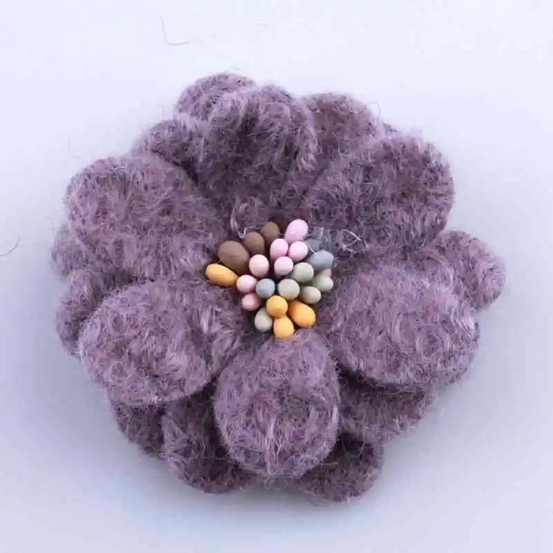 Lavender 10 шт., 5 см, новинка, высокое качество, нетканый войлочный материал, цветок с вытянутой тканью, одежда для головы, выбор цвета для красивых девушек и женщин - Цвет: Lavender