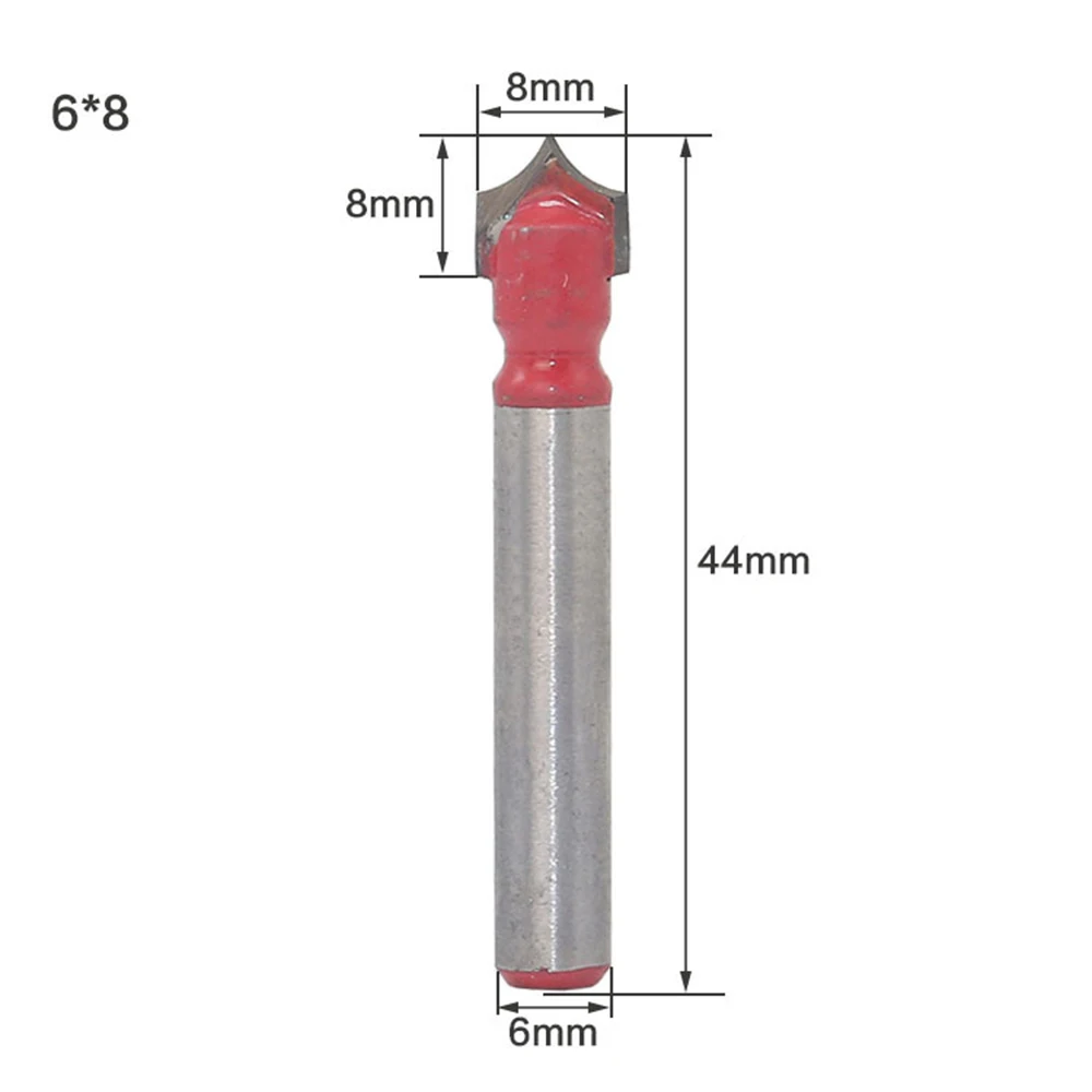 VGroove Milling Cutter Tool Router Bit 6Handle Double-edged Cutting Design CNC Engraving End Woodwork Round Shank Tip Mouth Mill |