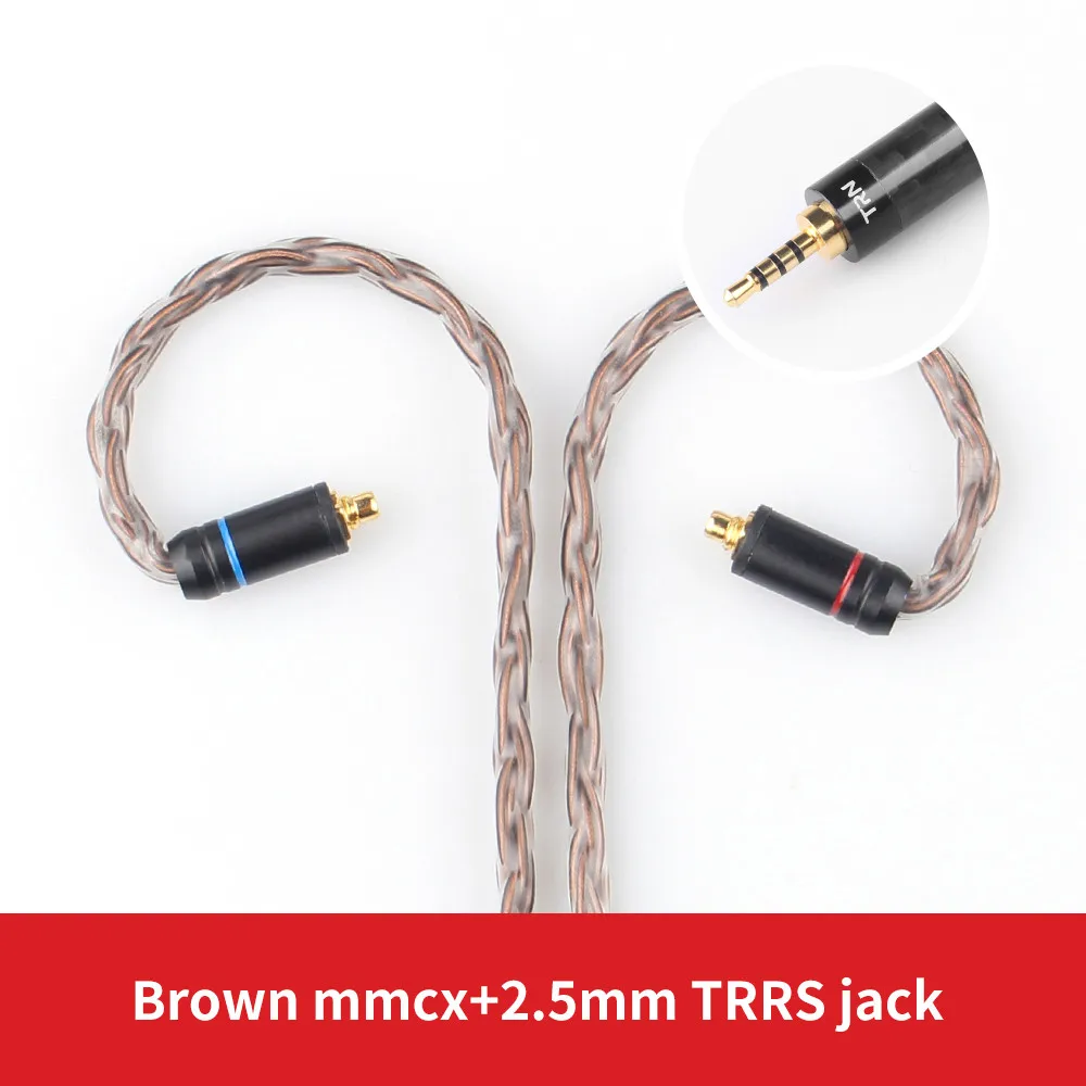 TRN T2 16 Core посеребренный HIFI кабель обновления 3,5/2,5 мм разъем MMCX/2Pin разъем для TRN V80 KZ AS10/AS06/ZS10 CCA C10 C16 - Цвет: Brown MMCX 2.5mm