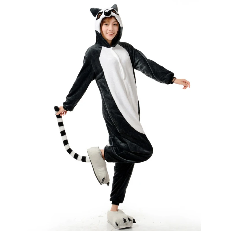 Lemur Catta кигуруми пижамы Мадагаскар кобминезон Обезьяна для взрослых мужчин