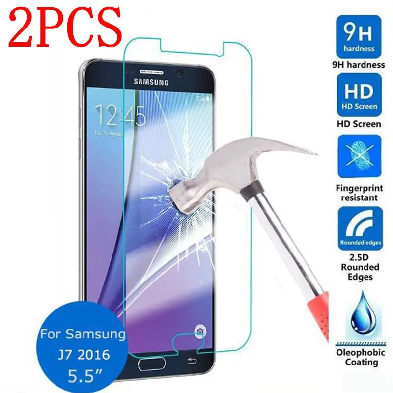Закаленное стекло для Samsung galaxy J7 2016 защитная пленка экрана J710X зеркальное/DF 2 шт. |
