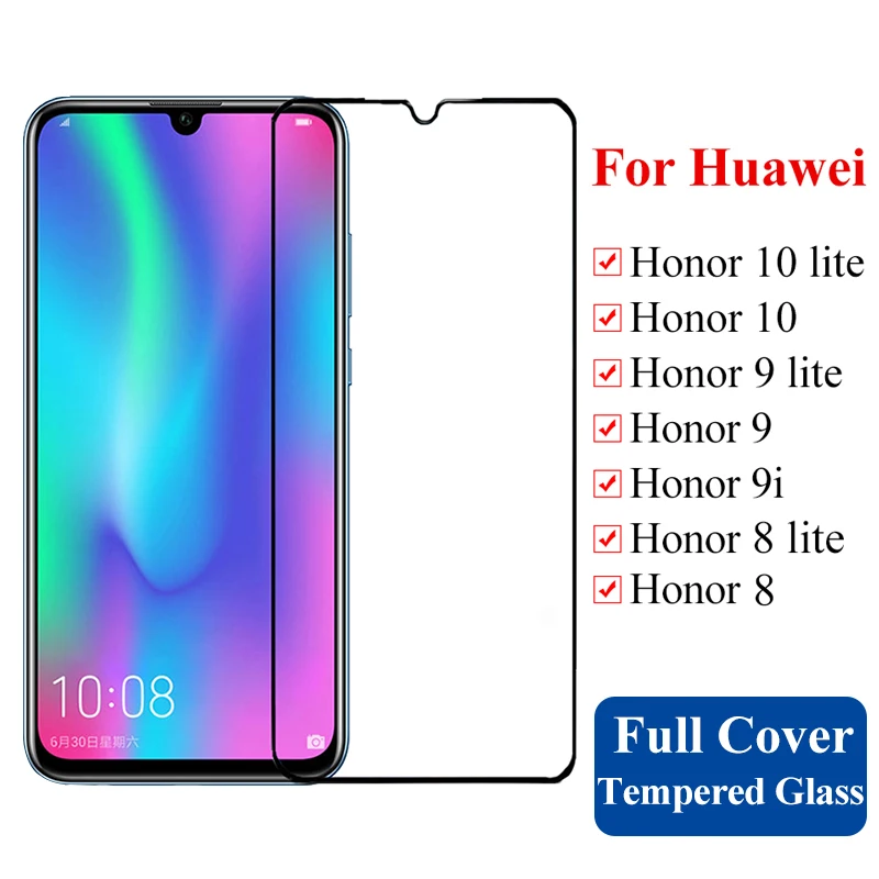 Полное покрытие защитное стекло на Honor 10 9 8 lite 9i Защита экрана для Huawei honer 10lite 9lite