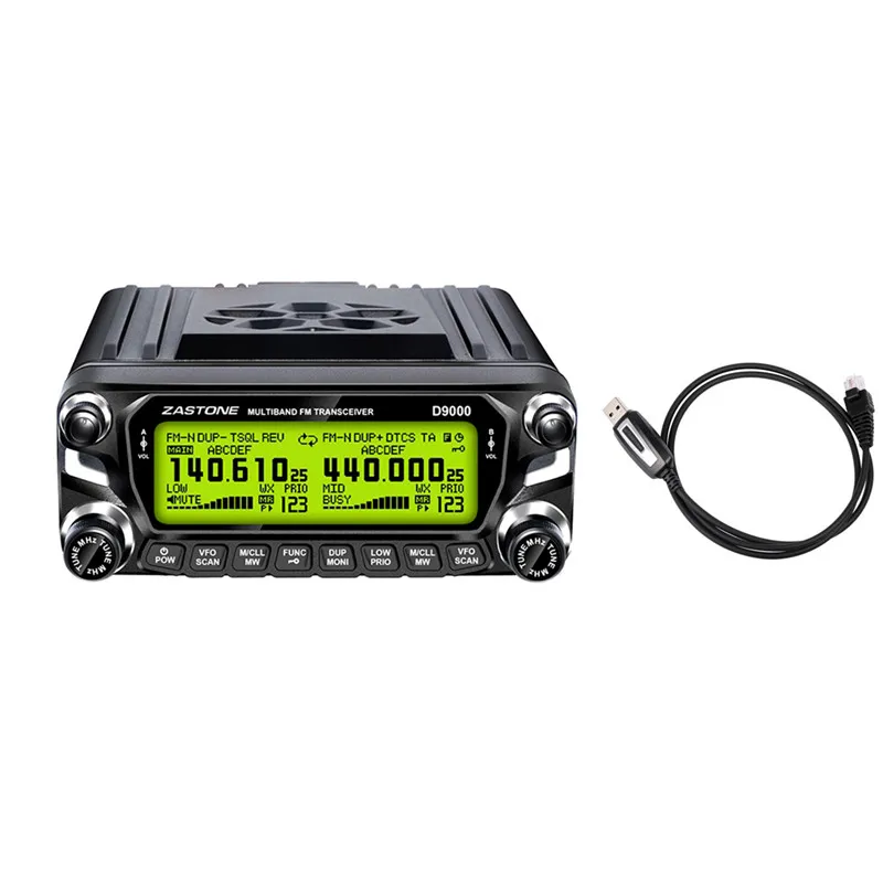 with cable Zastone D9000 50 Вт Автомобильная рация 50 км Двухдиапазонная UHF 400-520 МГц VHF 136-174 МГц Мобильная радиостанция Автомобильная радиостанция Comunicador - Цвет: with cable