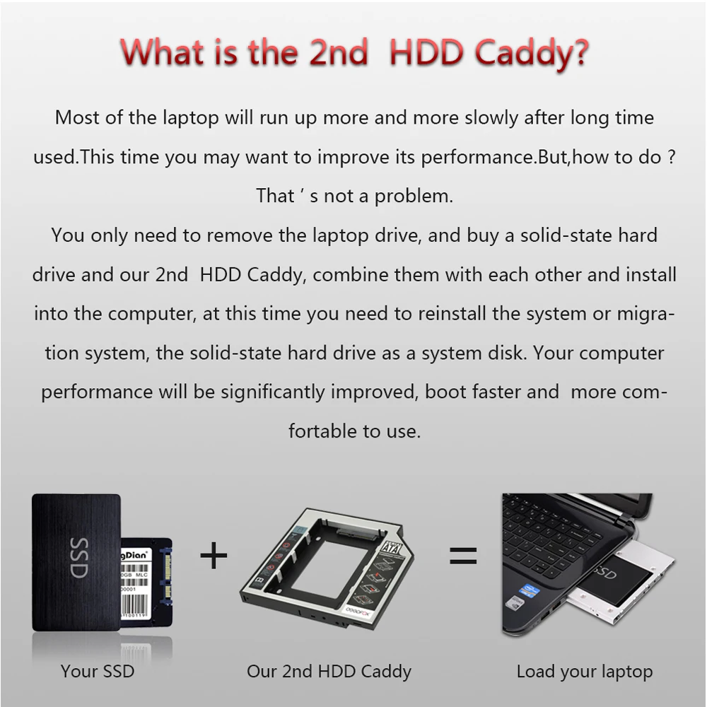 DeepFox SATA 3 0 2-й HDD Caddy 12 7 мм для 2 5-дюймового твердотельного диска корпус жесткого