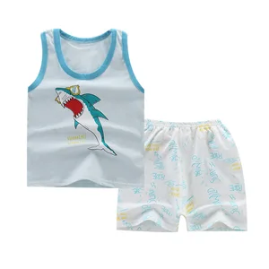 2019 абсолютно новый От 0 до 6 лет летний Повседневный для малышей, футболки без рукавов, топы, шорты, комплект из 2 предметов для девочек, наборы детские для мальчиков