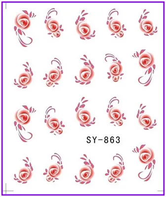 6 упак./лот блеск переводка NAIL ART наклейки на ногти цветок фиолетовый Магнолия SY861