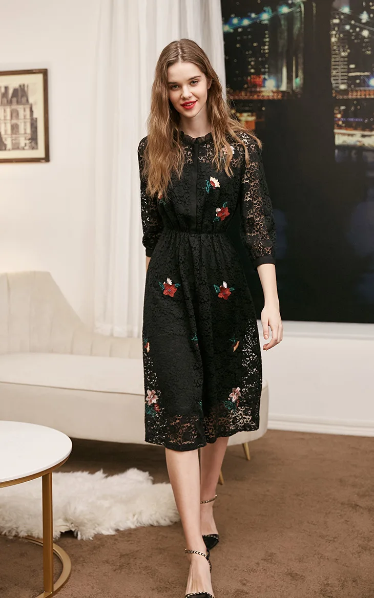 Vero Moda кружевное платье с вышивкой и 3/4 рукавами Вечерние платья | 31837C501