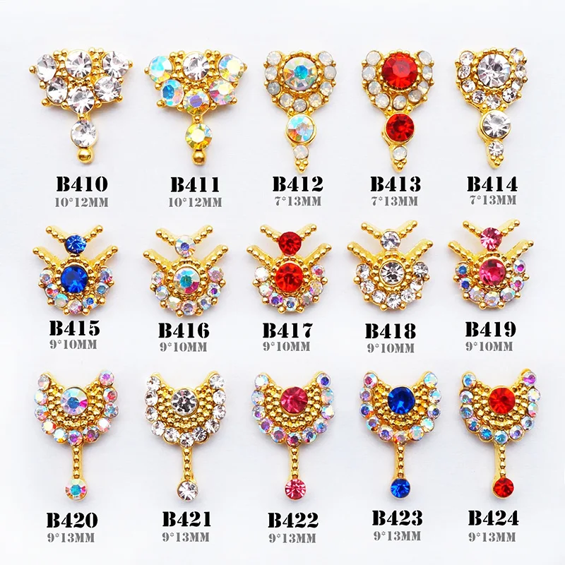 

10pcs 3D alloy Nail art Accessories shinning crystal gold nails jewelry top-level nail beauty Charms