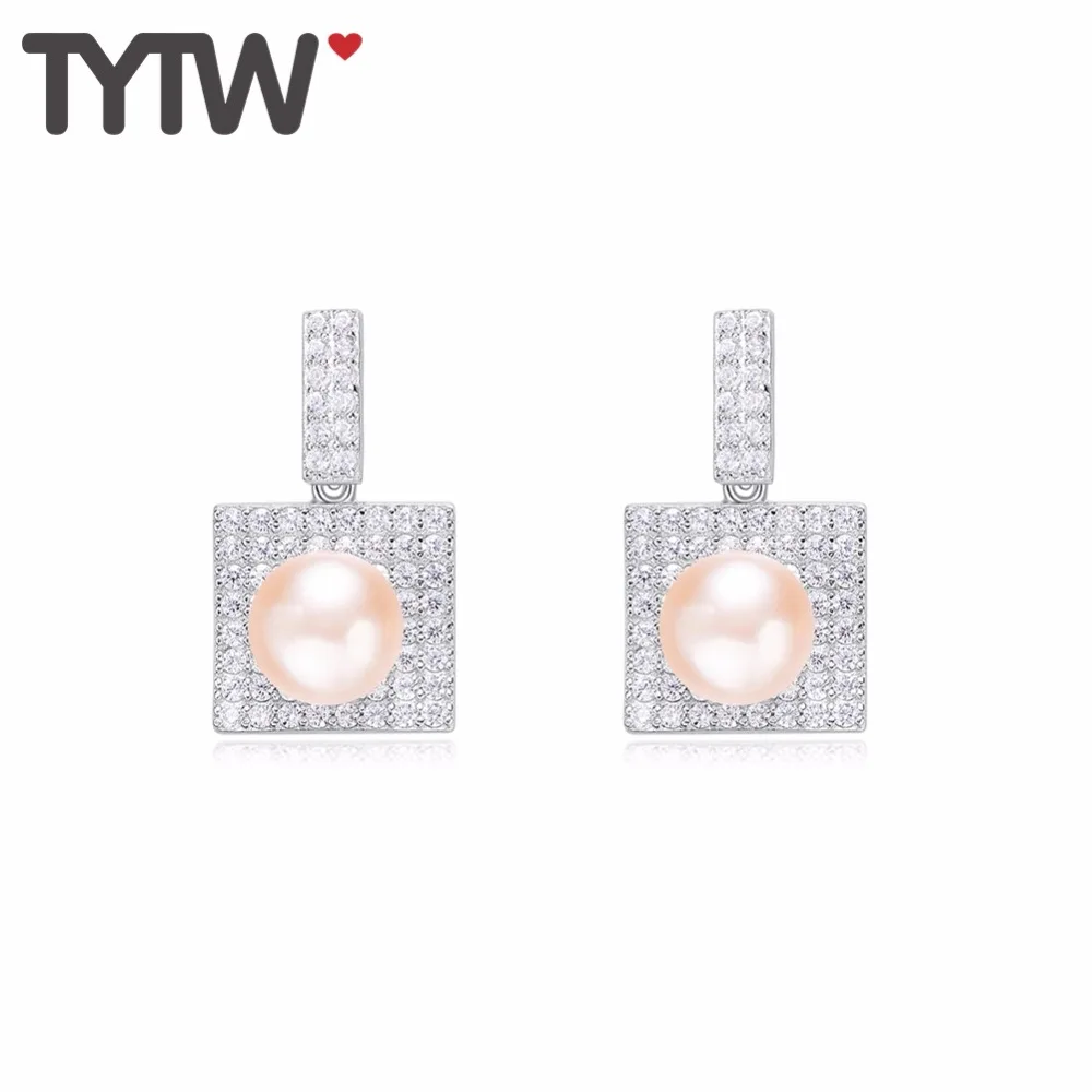 TYTW серьги из стерлингового серебра 925 пробы с пресноводным жемчугом женские