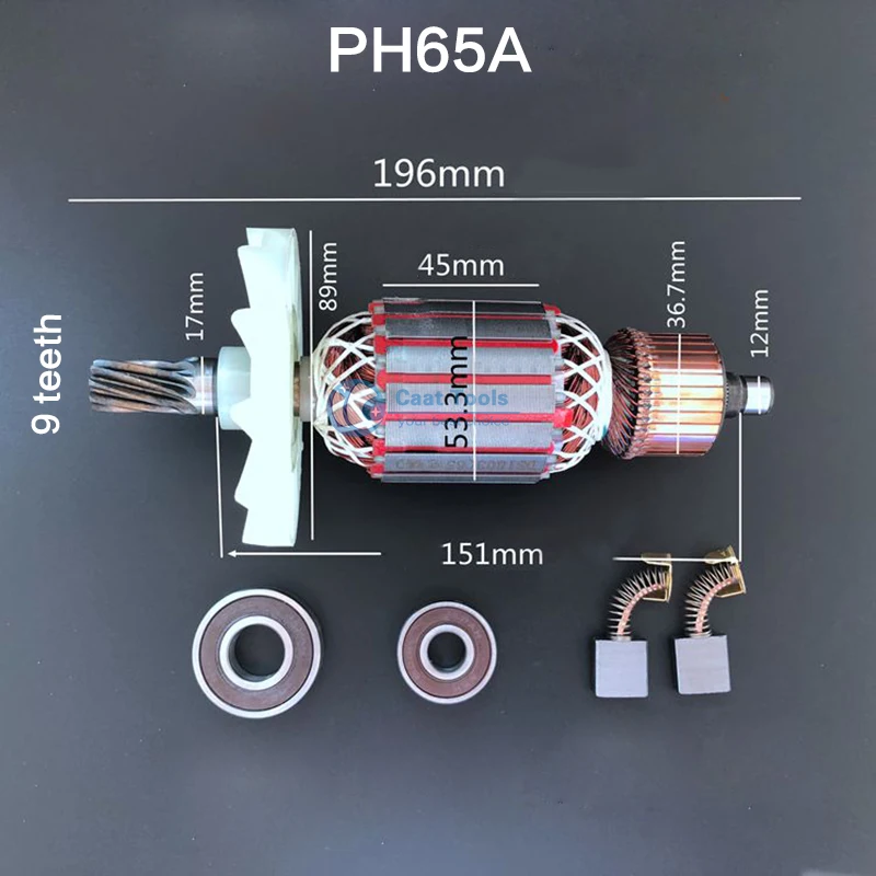 Арматурный приводной вал 9 зубьев Φ роторный Статор для HITACHI PH65A AC220 240V 65A 85A 75A 95A