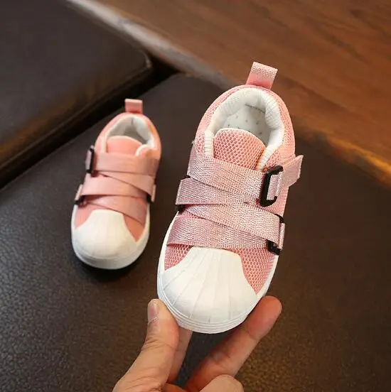 Pink Новое поступление; Осенняя детская повседневная обувь на липучке; модные детские кроссовки; сетчатая дышащая обувь на плоской подошве для мальчиков и девочек; лоферы; 020 - Цвет: Pink