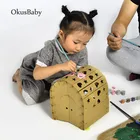 3D натуральный картонный домик, модель для детей, обучающая рукоделие, кукольный домик, детская живопись, игрушка, строительный подарок