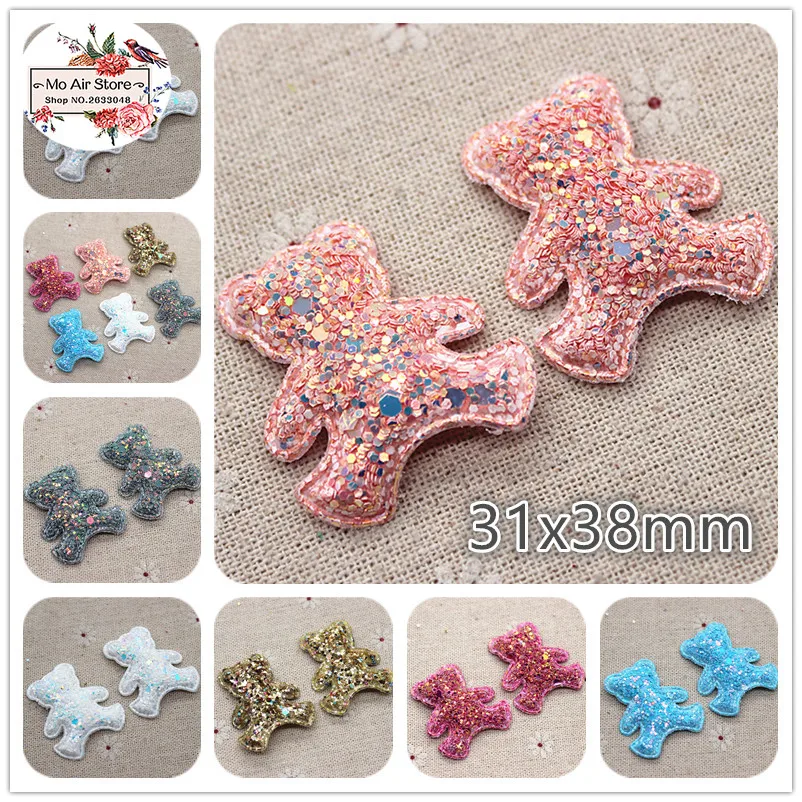 12 шт. нетканые блестящие нашивки с изображением медведя|glitter felt applique|felt appliqueappliques