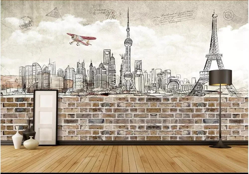 3d обои с ручной росписью здания задний фон в европейском стиле ретро декор для