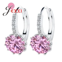 colorful newest genuine 925 sterling silver jewelry aaa cubic zirconia cz lever back earring women part accessory