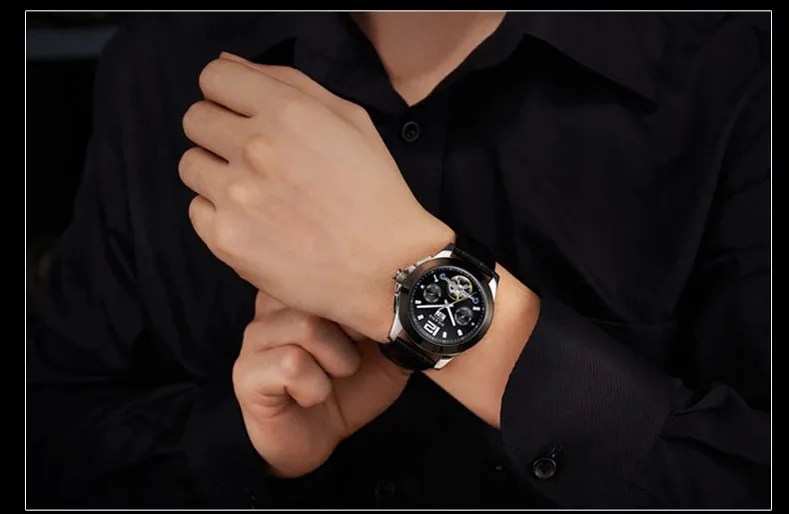 

Brand Classic Multi-functional Designer Men Tourbillon Mechanical Watches Calendar Week Business Dress Wrist watch Relojes W014