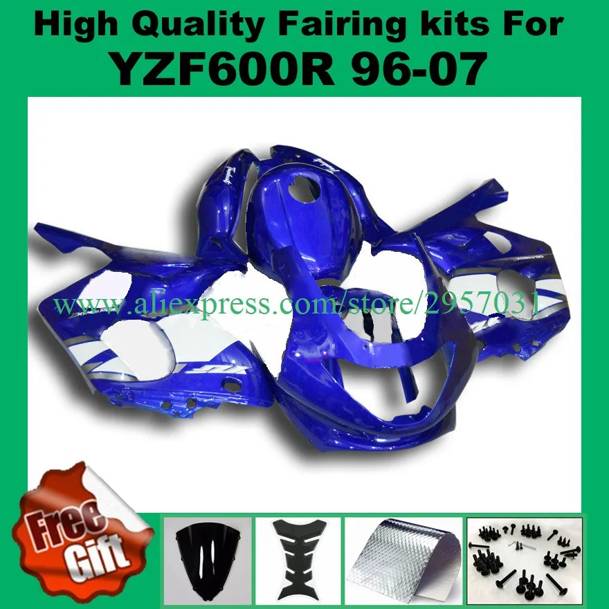 Полностью синий в черном для YAMAHA YZF600R 96-07 YZF 600R 600 96 97 98 99 00 01 02 03 04 05 06 07 обтекатель