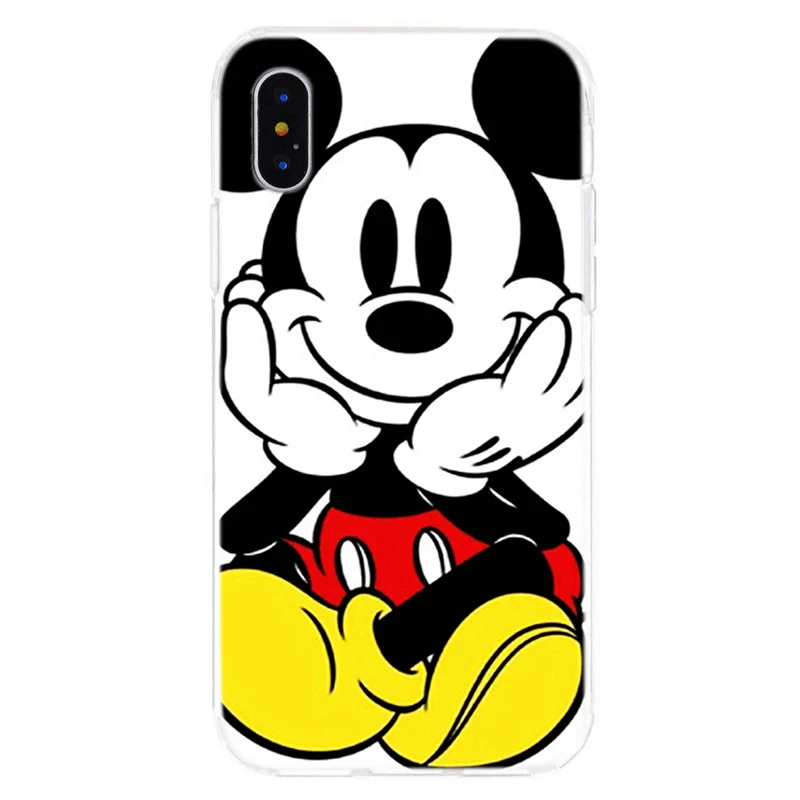 Модный чехол для iPhone X XS XR с Микки и Минни Маус мягкий ТПУ мобильного телефона iphone 6