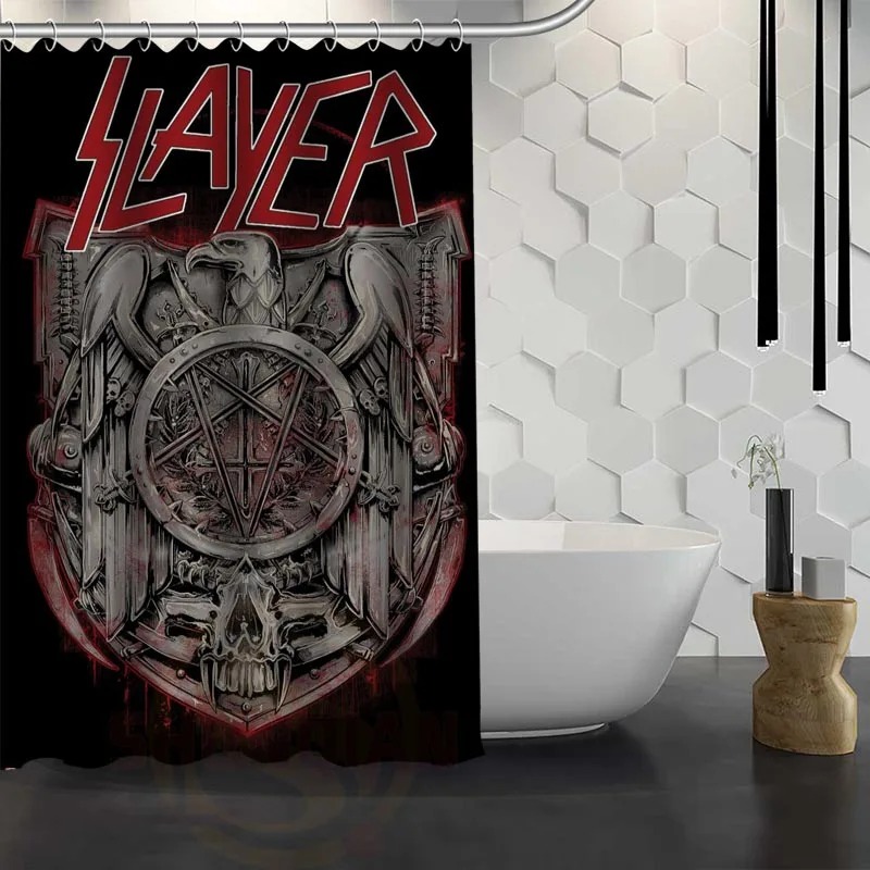 На заказ с логотипом Slayer занавеска для душа из водонепроницаемой ткани занавеска для ванной комнаты WJY1.17 - Цвет: Зеленый