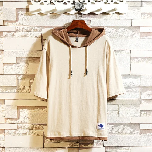 T19828 ASIAN SIZE K Classic Men's Clothing Tops& Tees T-Shirts Plus Asian Sizes M-4XL 5XL Summer Short Sleeves Brand With Hooded Tshirt - Цвет: T19828 ASIAN SIZE K