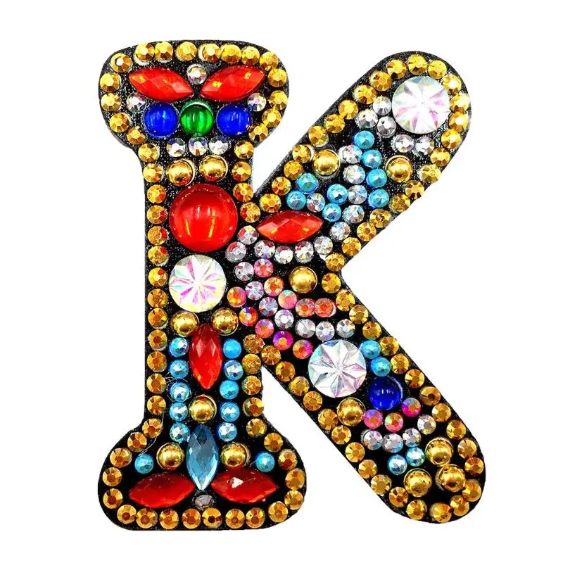 K Стеклянный брелок для ключей, алмазная картина, буквы, женская сумка для девочек, брелок-подвеска, подарок 1,55 - Цвет: K