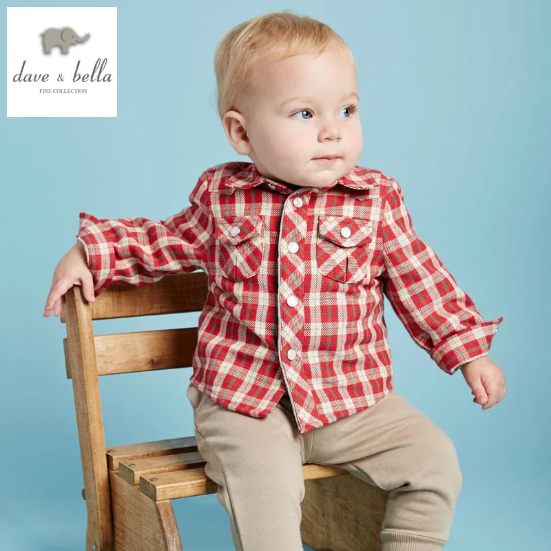 DB2275 дэйв белла осень мальчик рубашка мальчиков бутик детская одежда клетчатой