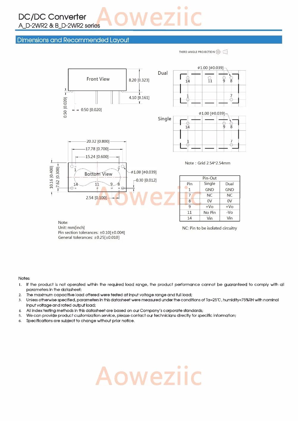 Aoweziic (1 шт.) (2 (5 (10 B1212D-2WR2 новый оригинальный DIP Вход: 12 В Выход: 0.17A DC-DC 1.5кв изоляция