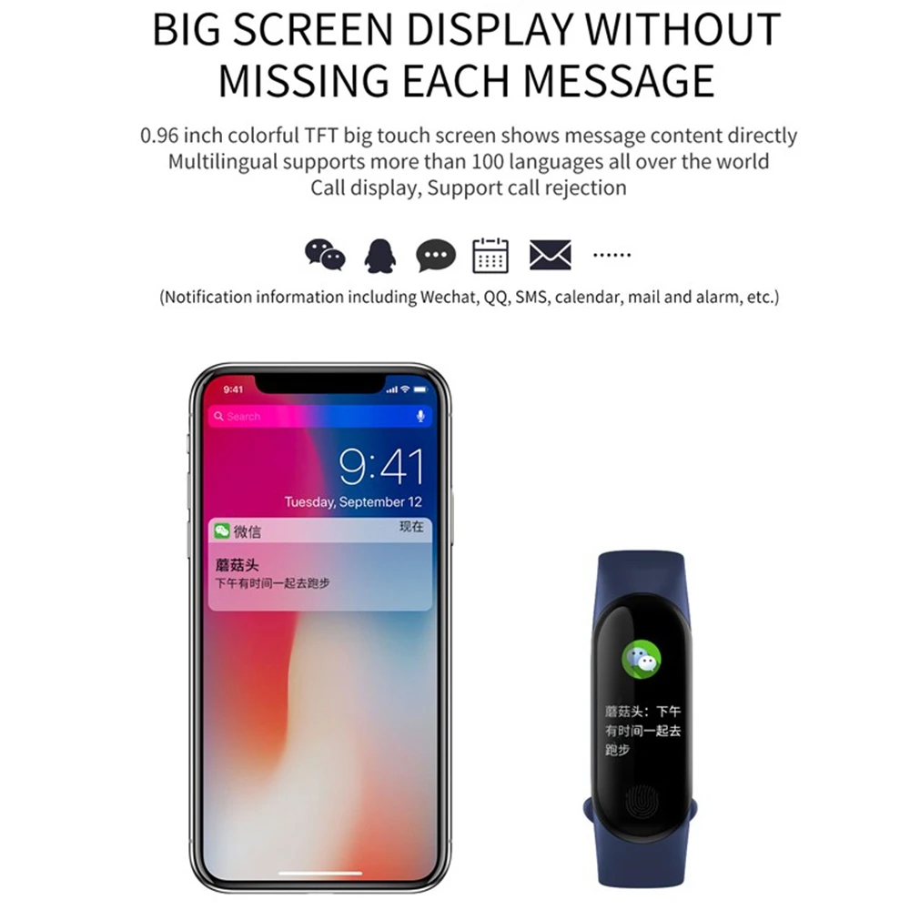 Смарт часы фитнес группа Bluetooth шагомер Cicret браслет трекер активности PK mi Band 3 2