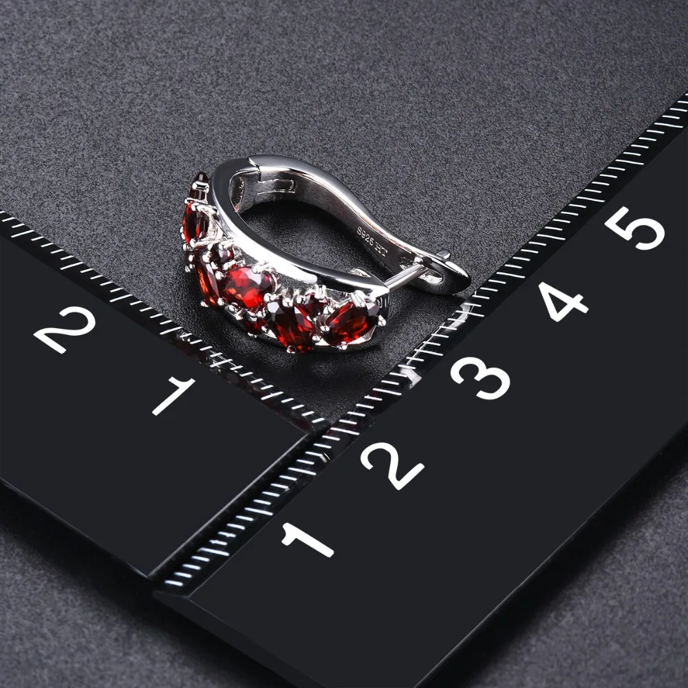 Hutang 0.9ct натуральный гранат женские серьги-кольца твердые 925 пробы серебряные ювелирные изделия с красным драгоценным камнем элегантный дизайн Новое поступление