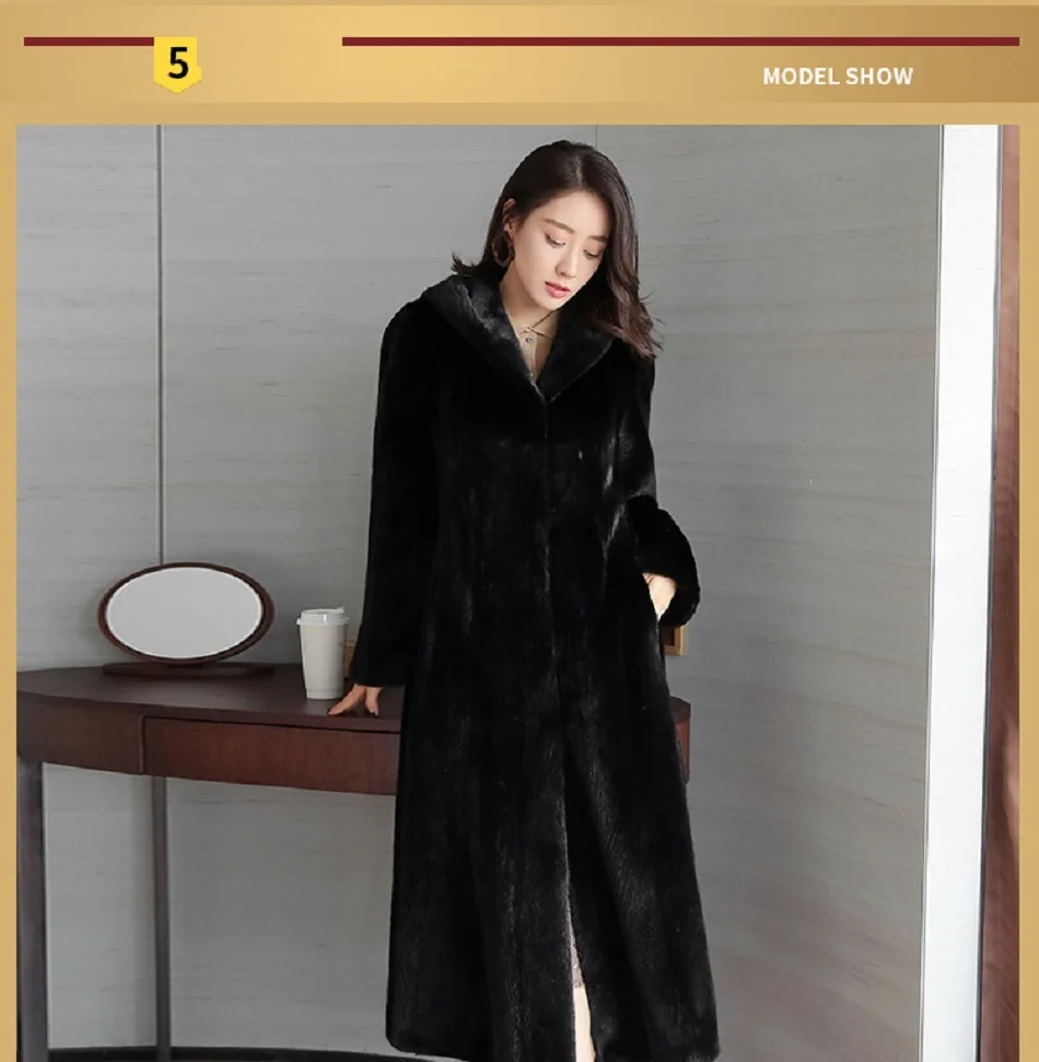 Manteau femme hiver Мода шуба имитация норки шуба аккуратная шуба женская новая длинная Шуба с капюшоном из замши шуба из искусственного меха
