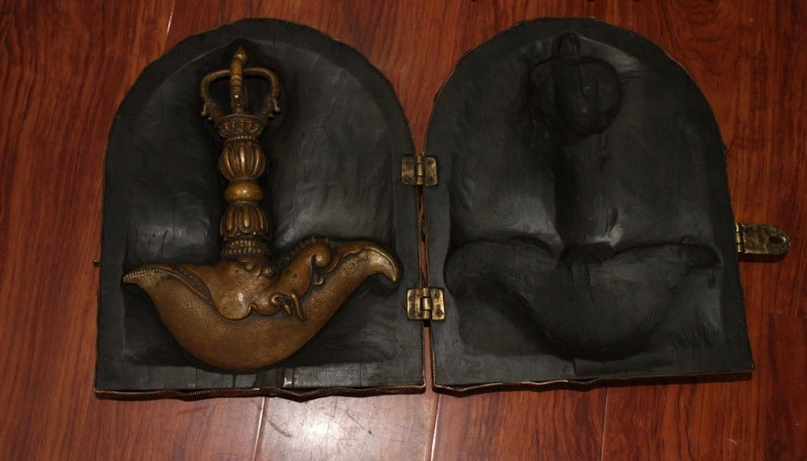 Тибетский буддизм медная древесина восемь сокровищ Дракон перпа кинжал фа Ци 2017 |