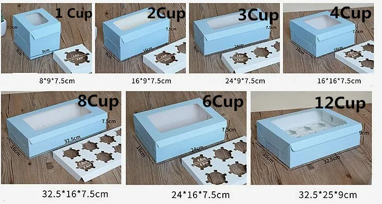 12 5Alice синее печенье упаковка для кексов ПВХ коробка подарка с прозрачным вырезом