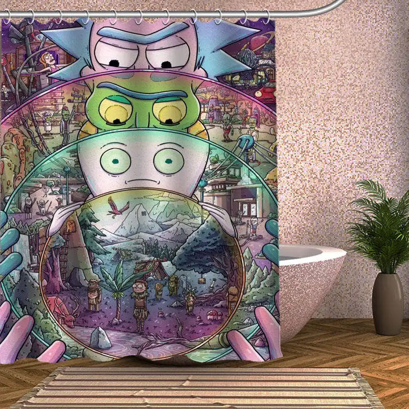 Shower Curtain Рик и Морти занавески для душа экологически чистые современные ткани полиэстер на заказ занавески для ванной s - Цвет: Shower Curtain