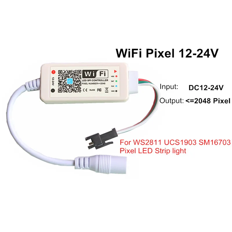 WiFi Pixel 12-24V Magic Home WiFi rgb-контроллер Smart APP Amazon Alexa Google светодиодный пульт дистанционного управления Pixel для 5050 RGB RGBW WS2812B WS2811 - Испускаемый цвет: WiFi Pixel 12-24V