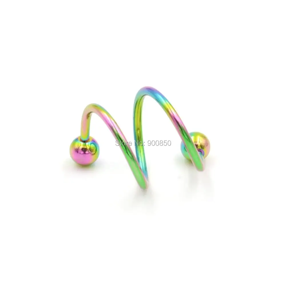 10 шт. Датчик 18 г мяч хирургическая сталь двойная спираль Твистер серьги Штанги
