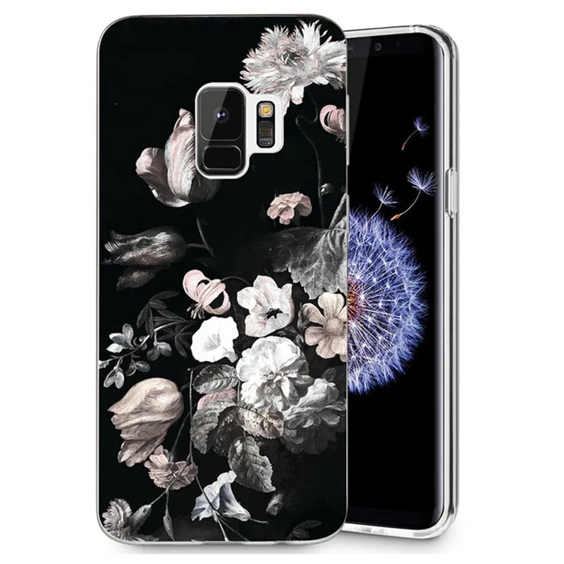 Чехол с узором для Samsung Galaxy S9 S8 Plus J5 J7 S7 edge Note 8 J720 A3 A5 2017 2016 Флора Мягкий Силиконовый