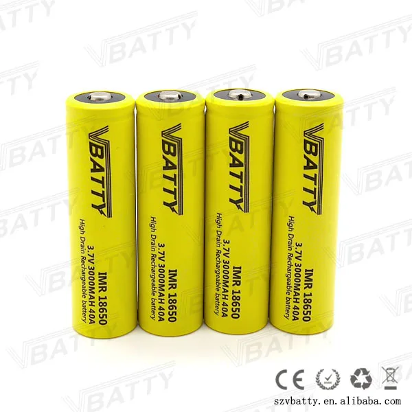 Vbatty IMR 18650 3000 мАч 40A 3 7 В перезаряжаемая литий ионная аккумуляторная батарея с