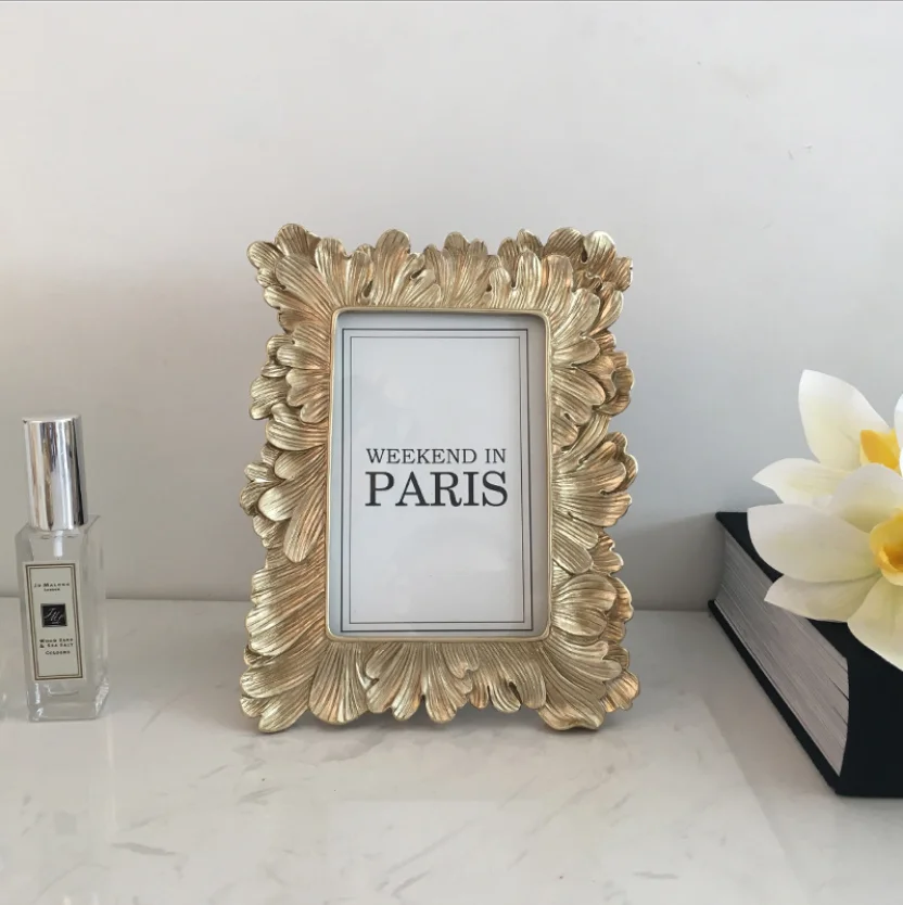 Фоторамка из смолы в стиле ретро 6 дюймов Золотая настенная рамка креативное