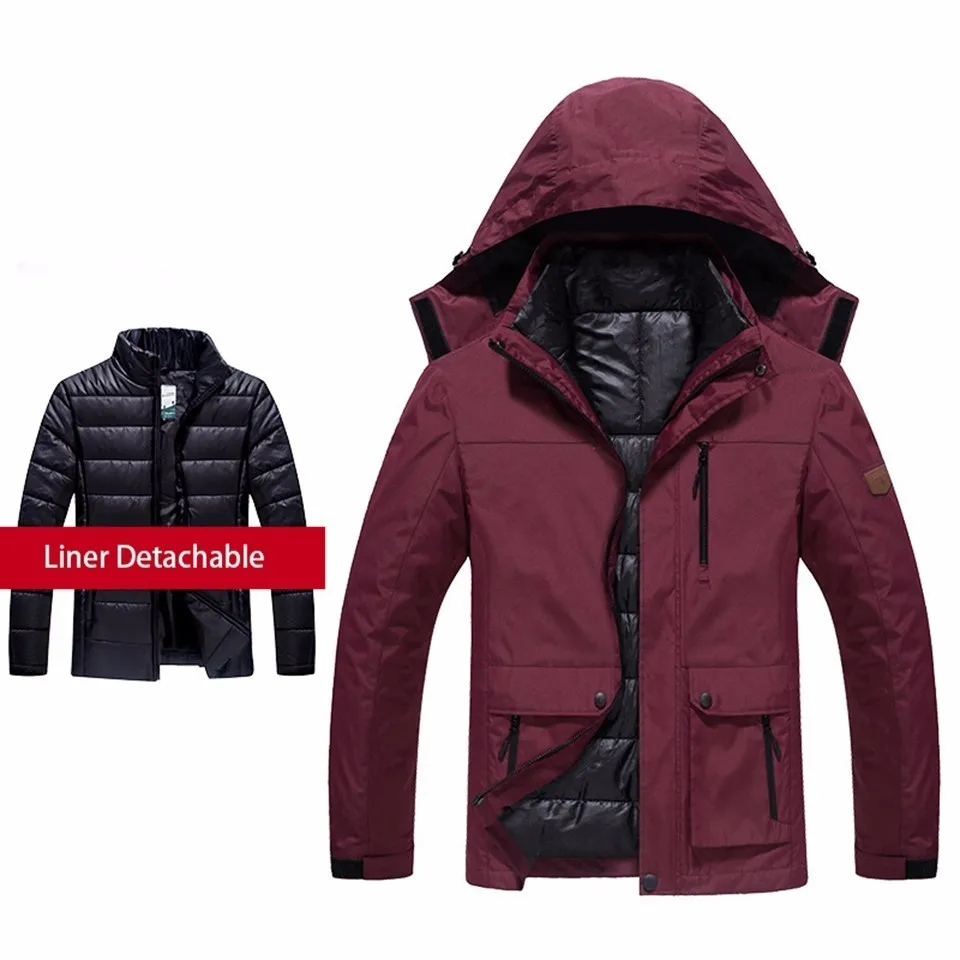 Мужская зимняя куртка с хлопковой подкладкой двухъярусная шапка съемная