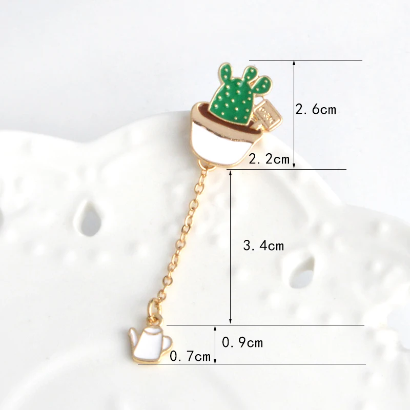 Мультфильм Кактус Горшечное растение термометр воды чайник грабли брошь, эмалированный штифт цепь Кнопка булавка джинсовая куртка значок-булавка на подарок ювелирные изделия