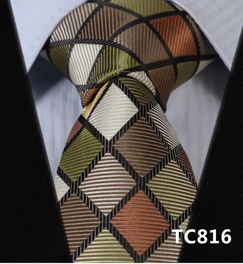 TC816 Тканый мужской галстук, Карманный платок# TC8 HISDERN Check, вечерние, свадебные, 3,4 дюймов, шелковый галстук, платок - Цвет: TC816