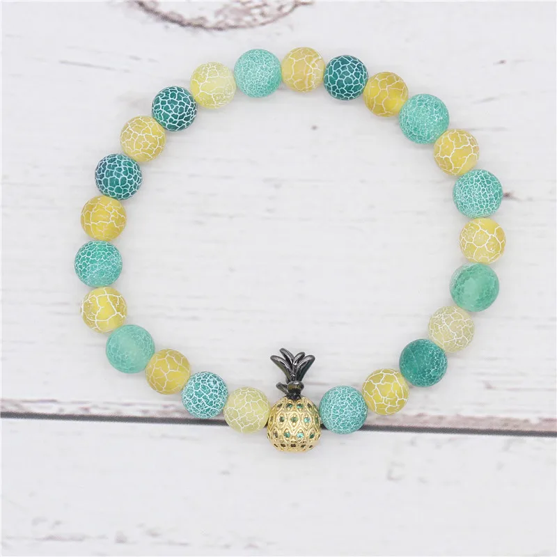 Ананас из кристаллов браслеты с подвеской карамельный цвет камень бусины милый