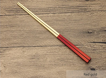 Red gold Кухонные палочки для еды радужные 304 зеркальные столовые приборы из нержавеющей стали китайские японские корейские многоразовые палочки для еды - Цвет: Red gold