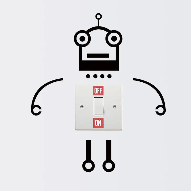 Веселая наклейка с робот для переключателя съемная виниловая настенная семейной