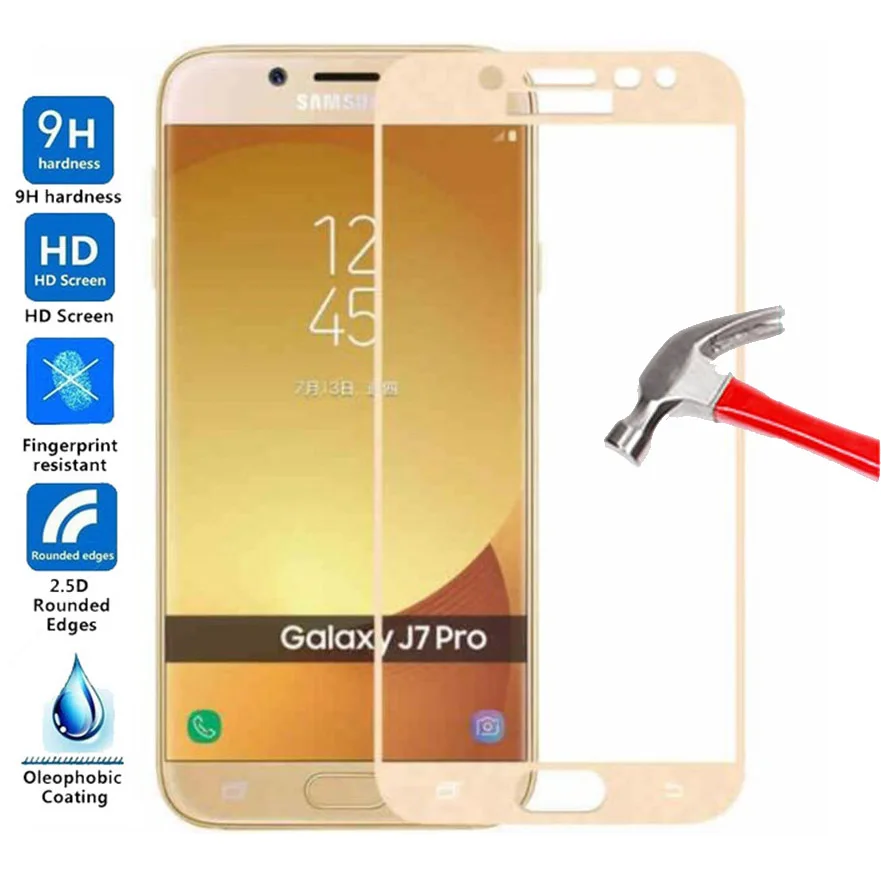 2.5D 9H закаленное стекло для Samsung Galaxy J7 2017 защита экрана J730F полное покрытие