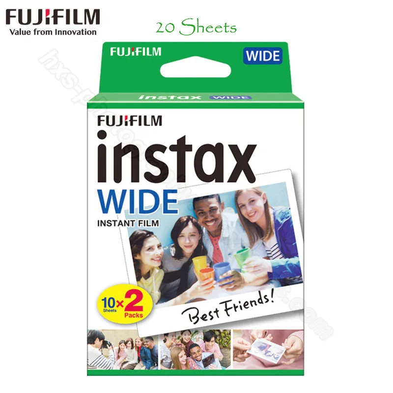 wide white Fujifilm Instax Wide пленка глянцевая фотобумага белый/цвет радуги/монохромный для мгновенной съемки Fuji Polaroid Камера 300/200/210/100/500AF - Цвет: wide white
